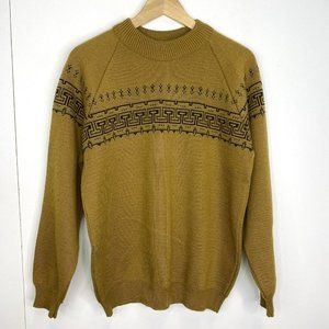 Vintage White Ram Ski Sweater Mens Medium Wool Brown Pullover Knit Crew Neck